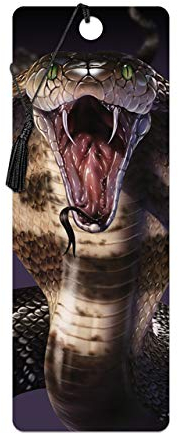 3D LiveLife Lesezeichen - Cobra von Deluxebase. Ein Schlangen- Lesezeichen mit linsenförmigen 3D-Kunstwerken, lizenziert von dem bekannten Künstler David Penfound