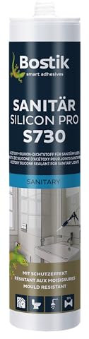 BOSTIK S730 Sanitär Silikon Pro Platingrau – Hochwertiges Acetat Sanitärsilicon mit Schutzeffekt, Lösemittelfrei, Alterungs- und Witterungsbeständig, Geeignet für Innen- und Außenbereich, 300ml