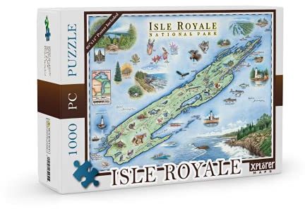 Xplorer Map 1000 Teile Isle Royale National Park Puzzle Pädagogisches Puzzle mit Regionalen, Nationalparks, Touristenplätzen, Sehenswürdigkeiten für Erwachsene und Jugendliche