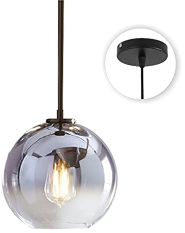 KCO Lámpara colgante de globo de cristal plateado moderna con alambre ajustable de mediados de siglo para colgar lámpara de araña para cocina, habitación, sala de estar, pasillo (grande)