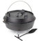 Wiltec Dutch Oven Marmite 6L en Fonte Dessous-plat Lève-couvercle Pied de support Fait-tout Pot Cocotte Feu de camp Camping Barbecue Grillade Friture Cuisson Extérieur