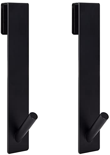 MoonSing Crochets de Porte de Douche, Crochets de Suspension pour Serviettes Sans Perçage, Accroche Serviette avec Couches en Mousse pour Porte de Salle de Bain en Verre Sans Cadre, Noir (2pcs)
