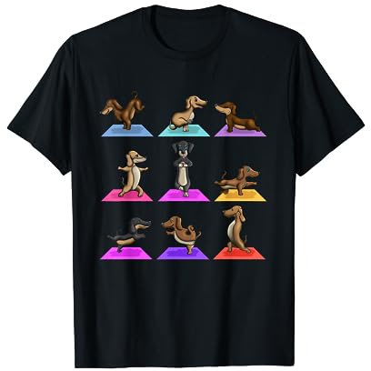 Yoga Hunderasse Dackel Meditierende Haustiere Yogaposen T-Shirt