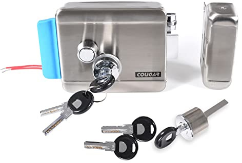 Double Headed Electric Control Lock, DC12V Electronic Security Lock E-Lock | Anti-theft Door security Lock, Stainless Steel Lock Body 6pcs Keys Lock for Access Control System Video Intercom Kits
