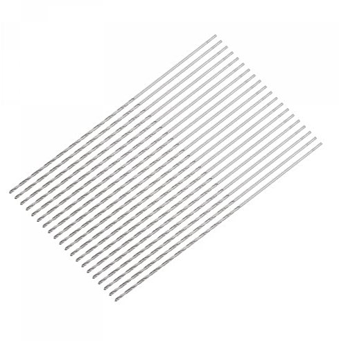 sourcing map 20 Pcs 0.7mm Mini Micro Twist Drill Bits, High-Speed Steel Straight Shank Extra Long Drill Bit 60mm for Aluminum Alloy