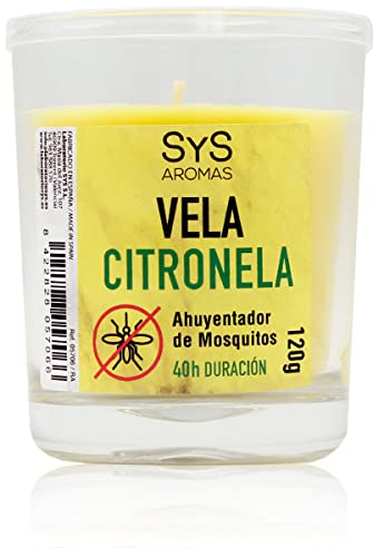 Vela Vaso SyS Citronela. - Vasos de velas grandes antimosquitos para exterior o interior - Velas aromaticas