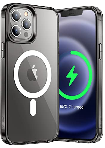 JETech Magnetic Case for iPhone 12 Pro Max 6.7-Inch Compatible with MagSafe Wireless Charging, Shockproof Phone Bumper Cover, Anti-Scratch Clear Back (Black)