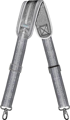 ZINZ Schultergurt, 57 Universal Verstellbare Schulterriemen Dauerhafte belüfteten mit Metall Drehhaken für Gepäck Duffel Kameratasche Laptoptasche Reisetasche Sporttaschen (Graues Silber, 145cm)