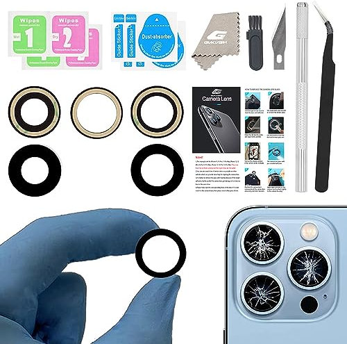 GVKVGIH Camera Lens Covers Replacement for iPhone 13 Pro & 13Pro Max Back Camera Len Glass Replacement with Double-sided Adhesive & Repair Tool Kit (For 13Pro/13Pro Max)
