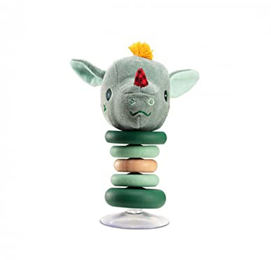 Lilliputiens - Saugfußrassel Joe der Drache - Interaktives Spielzeug für Babys mit Glöckchen, Holzringen und Stoffkopf - Fördert Feinmotorik, Sehen und Hören - Ab 6 Monaten - 83402