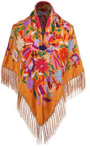 Gudessly Damen Little Daisy Kopftuch, bedruckt, quadratisch, ethnischer Stil, weich, traditionelles Blumenmuster, Halstuch, Kopftuch, gelb, Einheitsgröße