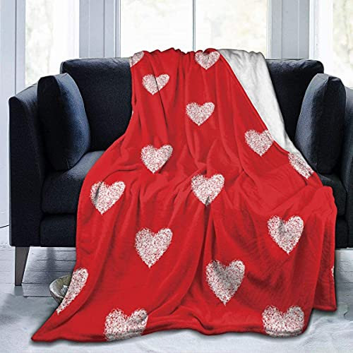 Kuscheldecke 150x200 cm rotes Herz Weiche Flauschige Decke für Kinder Erwachsene, Warm Wendedecke Flanell Fleecedecke TV-Decken Sofadecke Wohndecke Couchdecke Tagesdecke