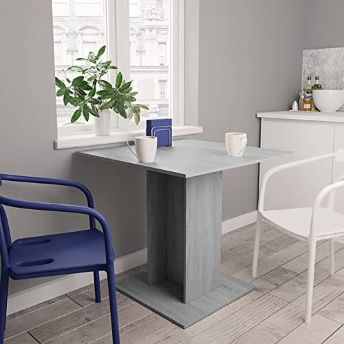 Tidyard Esstisch Küchentisch Esszimmertisch Speisetisch Tisch Säulentisch Restaurant Esszimmer Küche Wohnzimmer Holzwerkstoff Grau Sonoma 80x80x75 cm