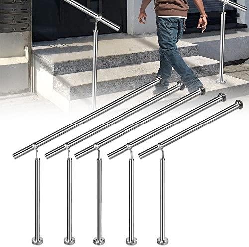 TRMLBE Eingangsgeländer Handlauf Edelstahl Treppengeländer Handläufe für Treppen Winkel Einstellbar Pflegeleicht Wandhandlauf inkl.Montagematerial Geländer für Außen Innen - 180cm