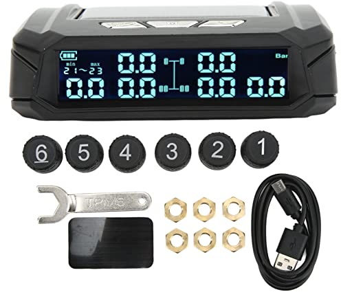 Aramox Solar TPMS für LKW - 6-Sensor Reifendruckkontrollsystem (RDKS) mit Solaraufladung | Drahtlose Reifendrucküberwachung für 6 | Ideal für LKW & Wohnmobile