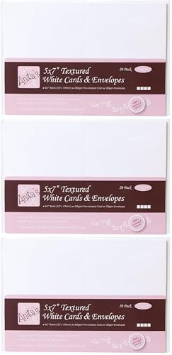 Anitas 5 x 7-inch 240 GSM Textured Cards and Envelopes, Pack of 60, White