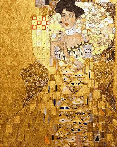 Artnapi Peinture par numéros pour adultes sans cadre, bricolage, peinte à la main, Adele Bloch-Bauer Gustav Klimt - Kit pour débutants et adultes - Avec peintures acryliques et pinceaux - 40 x 50 cm