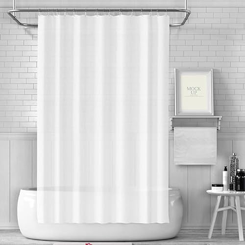 LUKDUNG 180x180 Badevorhang, Duschvorhang Anti-schimmel in Badezimmer, Vorhang für Badewanne Dusche aus Stoff Wasserdicht Waschbar, Waschbar PEVA Shower Curtain mit 12 Duschvorhangringe Weiß