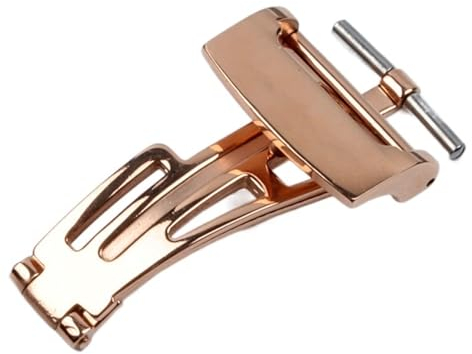 NRYCR 18mm Uhr Zubehör Schmetterling Schnalle Für AP Royal Oak Serie Leder Gummi Band Schließe Edelstahl Faltschließe, Rose Buckle, 18mm