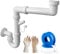 Parpyon® Sifone Lavabo Bagno Sifone Lavello Cucina Tubo scarico lavandino Antiodore, Flessibile Rubinetto miscelatore Prolunga tubo filettato + nastro e guarnizione (Sifone Cucina 1V-SMALL)