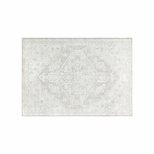 Loberon Teppich Armidale, erhabene, weiche Musterung, stilvolle Schlichtheit, Wohn-Accessoire, Wohntextilien, Polyester, Baumwolle, Creme/grau