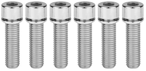 YUANYAO Boulons en Titane M7/M8 X 20 25mm, avec rondelles, for Tige de vélo, vis de Moto, 6 pièces (Color : Titanium, Size : 25MM_M8)