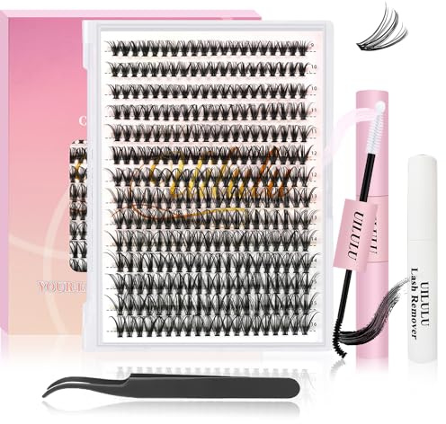 Uilulu DIY Lash Extension Kit - 280pcs Individual Lashes (30D, 0.07D, 9-16MM) with Lash Bond, Seal, Remover & Tweezers