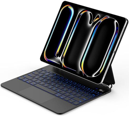 GOOJODOQ Custodia Magic Keyboard per iPad Pro 13 (M4, 2024) con trackpad touch a gamma completa, retroilluminato a 7 colori - Nero