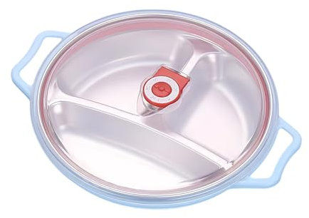 Assiette pour micro-ondes de 1,3 l : vaisselle pour micro-ondes, avec couvercle et poignées, saladier rond avec 3 compartiments, couvercle avec ventilation, boîte à déjeuner, passe au micro-ondes et