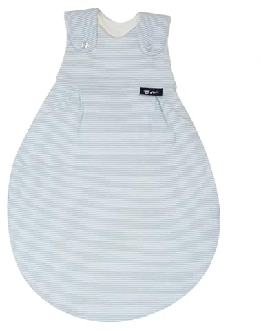 Alvi Baby Mäxchen Außensack Schlafsack aus Baumwolle Babyschlafsack atmungsaktiv Ganzjahresschlafsack Kinderschlafsack (Streifen blau, 62-68)