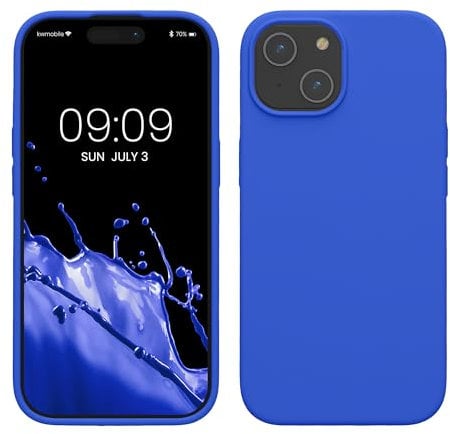 kwmobile Case for iPhone 15 Case - Soft TPU Silicone Cover - Baltic Blue