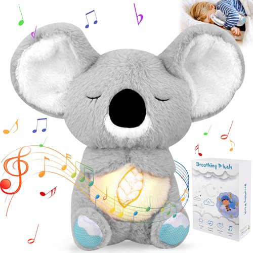 Pipihome Doudou Loutre Qui Respire, Peluche Qui Respire Anti Anxiété, Koala Apaisant pour Soulager l'anxiété Copain de Sommeil, avec lumières Musicales et Mouvement de Respiration Rythmique