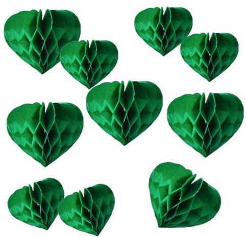 YLY's love Herzförmige Papier Wabenball Dekoration 10er Honeycomb Balls zum Aufhängen Seidenpapier schöne Dekor für Geburtstag Hochzeitsfest Babyshower Party Brautduschen (Dunkelgrün)
