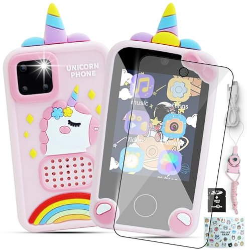 Telephone Portable pour Enfant - Smartphone Enfant - Appareil Photo Enfant - Cadeau Enfant 3 4 5 6 7 8 9 -Jeux Educatif-Livre Audio-Musique-Puzzle-Jouet Enfant Avec Programme Ludique -Sécurité-Licorne