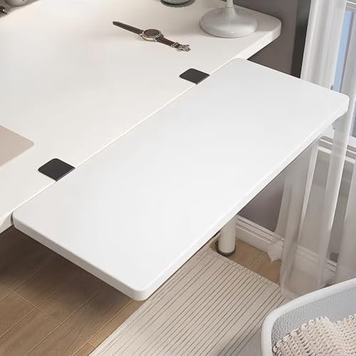 Desktop Extender Tray, 20/24*40/50/60/70/80/90/100/120cm Computer Desk Extension Board, Ergonomic Keyboard Platform Desktop Extender, Easy-to-install Keyboard Stand for Office Desks(White,70*20cm)