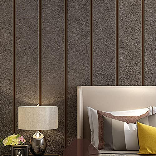 Modern 3D Imitation Deerskin Velvet Striped Wallpaper Thick Non Woven Fabric Ideal for Bedroom and Living Room Brown 20.8X393.7inches