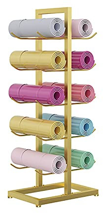 SGKOMN Goldener Yogamatten-Organizer für den Boden, Präsentationsständer für Schaumstoffrollen in der Garage und im Fitnessstudio, für 10/20 Matten(40×50×130cm)