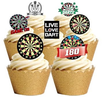 27 Stand Up Darts sport Themed Edible Wafer Paper Cake Toppers Decorations