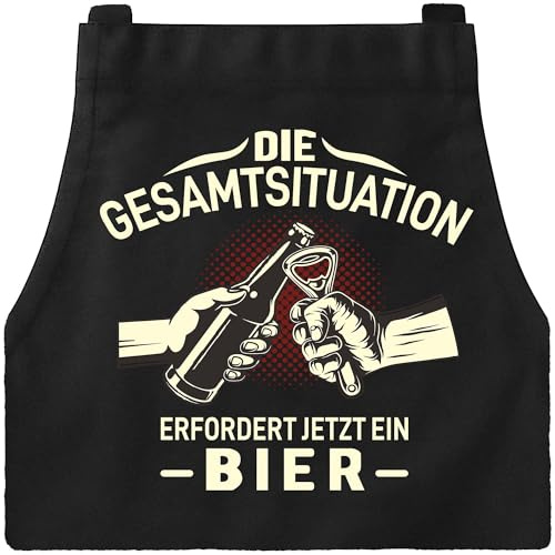 XCSJKJ Grillschürze für Männer Kochschürze Herren Schürze lustig, Grill schürze für Männer küchenschürze Herren personalisiert mit 4 Taschen ERFORDERT JETZT EIN BIER