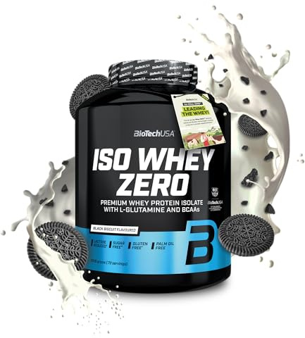 BioTechUSA Iso Whey Zero | Premium Whey Protein Isolate | Grass-Fed | Enzyme-Free | Sugar- and Gluten-free, 1816g, Black Biscuit
