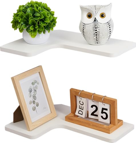 Gieanoo L-förmige Eckregal,2er Set 40cm Moderne Regale für wände Holz Eckregal Hängend Display Regal für Küche, Badezimmer, Wohnzimmer, Schlafzimmer(Weiß)