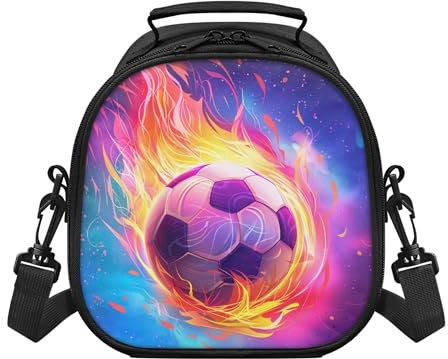 Aplkyhs Lonchera térmica pequeña con diseño de fútbol, reutilizable, para preparación de comidas, a prueba de fugas, mantiene la frescura para niños, adolescentes y mujeres, para el trabajo, la