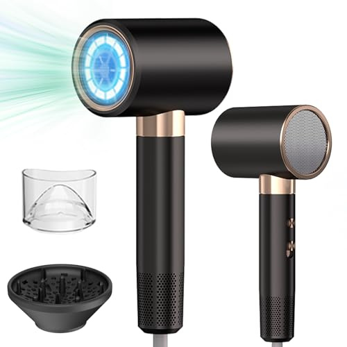 Professioneller Ionen‑Haartrockner 2400W, 3 Temperaturstufen & 2 Gebläsestufen, Heiß‑/Kalt‑Taste, Diffusor Inklusive, Leicht Klappbarer Reisefön für Salon, Zuhause, Locken, Damen & Herren