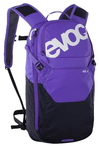 EVOC RIDE 8 + HYDRATION BLADDER 2 Rucksack, violet - black | Fahrradrucksack, Trekkingrucksack, cleveres Taschenmanagement, Backpack mit Rückenpolsterung, 2l HYDRATION BLADDER