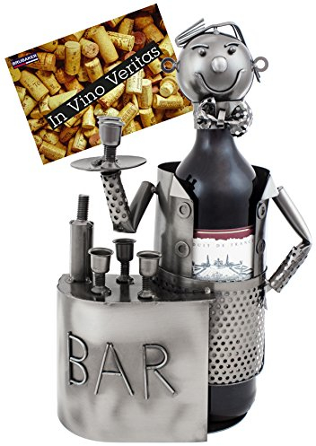 BRUBAKER Porte-Bouteille de Vin décoratif - Sculpture en Métal - Idée Cadeau - Barman