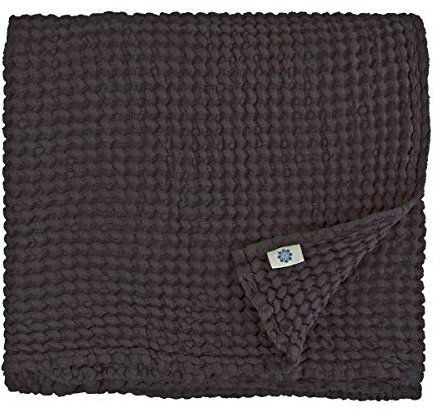 Linen & Cotton Drap Serviette de Bain Gaufré Haute Qualité Ezra -60% Lin, 40% Coton, Anthracite Noir (50 x 70 cm) Serviette d'Invité Essuie Mains Serviettes de Toilette Douche pour Femme Homme Enfant
