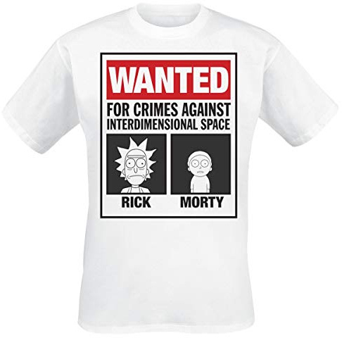 Rick und Morty T-Shirt Herren gesucht Poster Kurzarm weiß Top