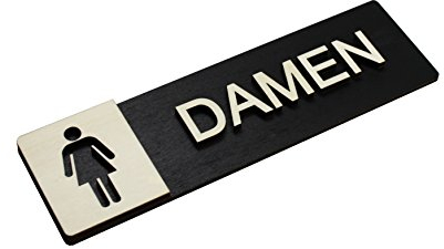 WC Pancarte en bois véritable bois acier Pictogrammes WC toilette Panneaux Plaque de porte Femme Homme, WC Damen