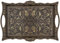 Alisveristime Ottoman Türkisches Zamak Serviertablett mit traditionellen Motiven, ideal für Kaffee und Tee - Tablett für sechs Personen (36,8 x 25,0 cm) (Antikgrün)