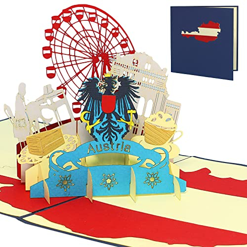 LINPopUp®, Pop Up Karten Österreich Wien, Wien, Geburtstagskarte, Grußkarten Reisegutschein Geburtstag Karten, Wien Skyline, N236